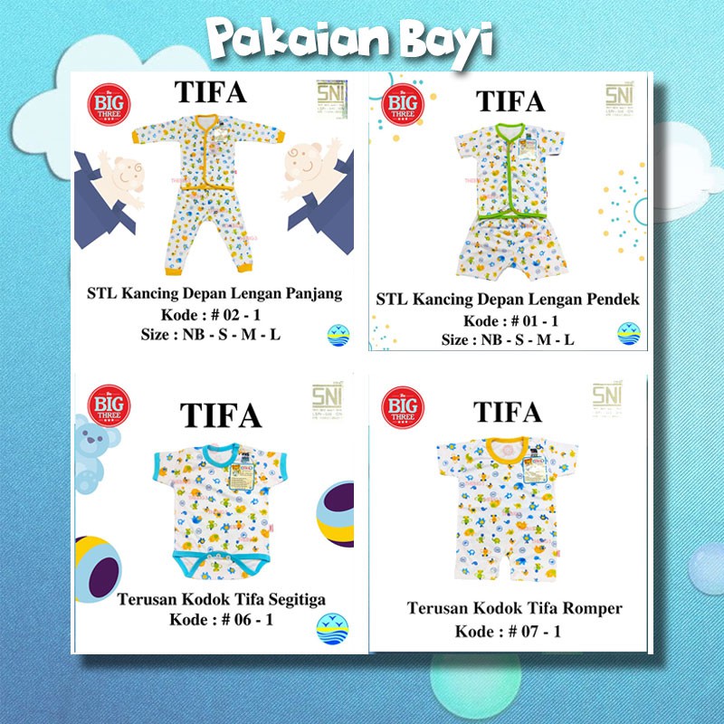 TIFA Baju Bayi bahan katun lembut / newborn S M L / Jumper Piyama Romper Setelan Panjang Pendek baby