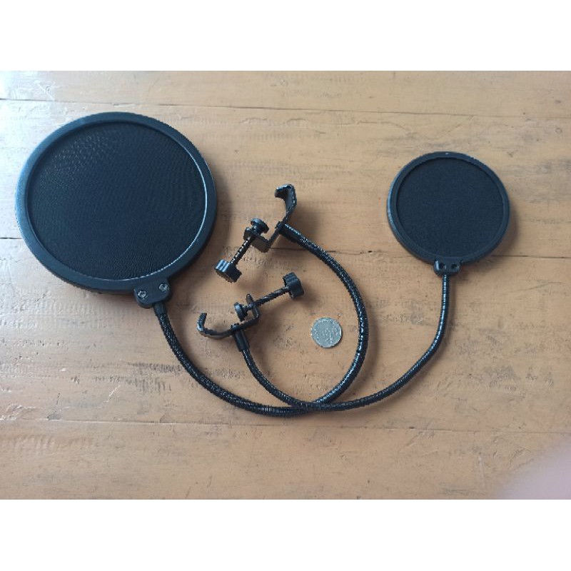 Pop filter layar ganda penyaring suara  Mikrofon Double Layer Pop Shield Microphonerecording rekaman