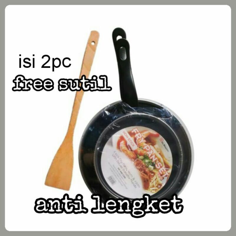 teplon frypan set  2pc hitam anti lengket