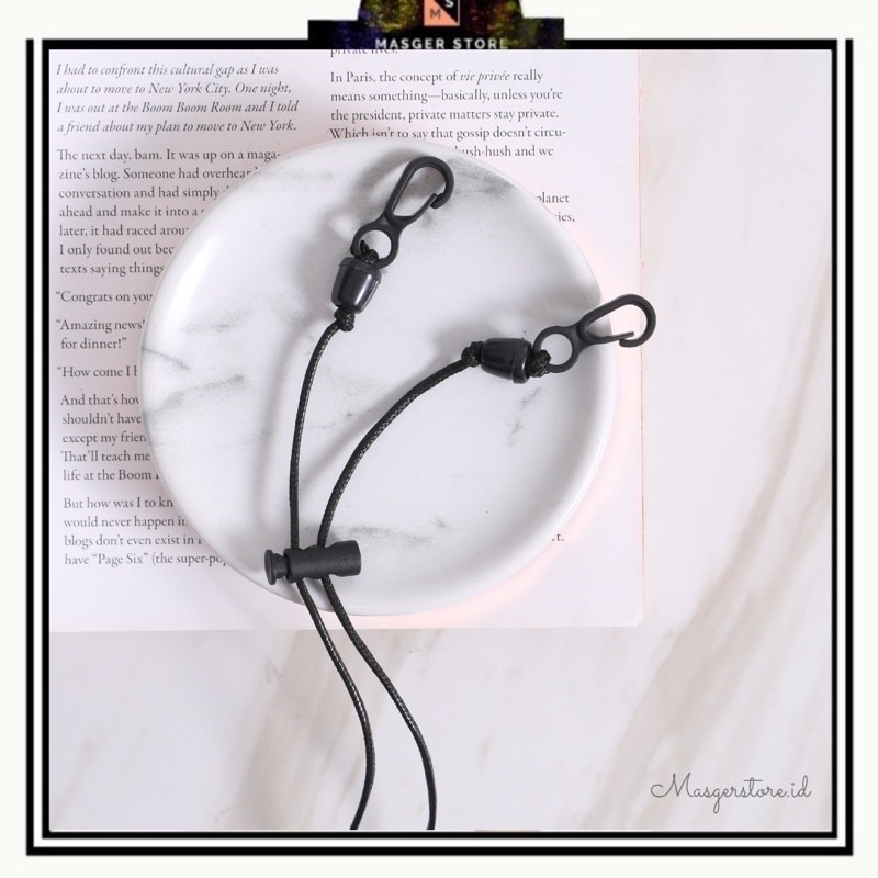 Kalung Masker Hijab 2in1 Strap Masker Elastis Stretchy Tali masker Kalung Strap Mask Hijab Strap Mask Premium-Fullblack Stopper