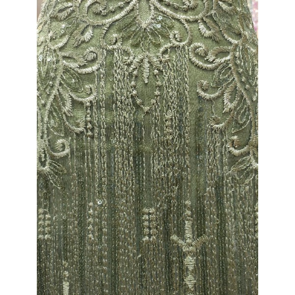 Kain Tile Brokat Salur Sequin Waterfall Sage Green No 8