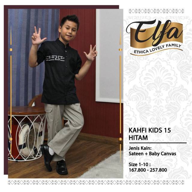 ETHICA | SETELAN BAJU KOKO ANAK KAHFI KIDS 15 HITAM D20P