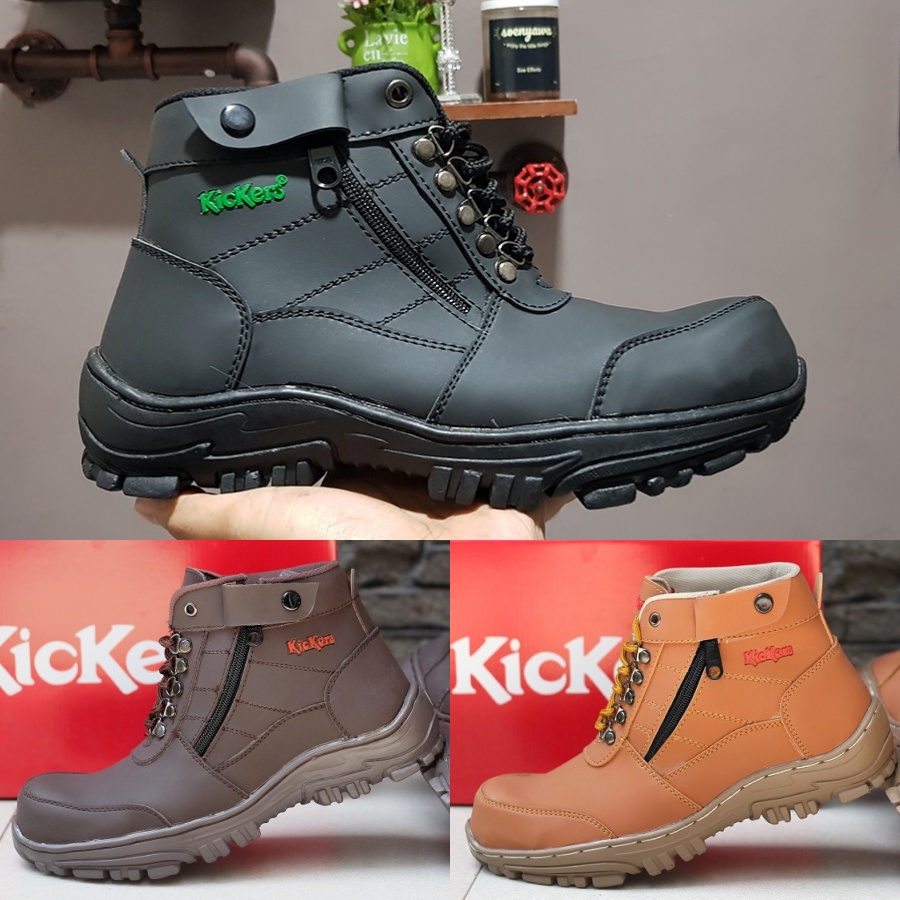 SEPATU SAFETY BOOTS PRIA KICKERS MORISEY UJUNG BESI RESLETING TOURING HIKING BIKERS MURAH