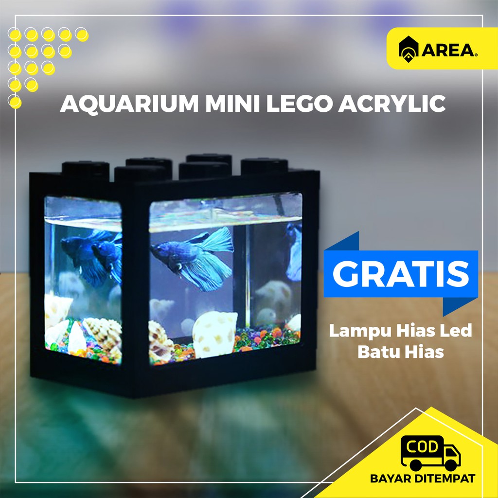 Aquarium Mini Model LEGO / Akuarium Minimalis / Aquarium LED  / Aquarium Mini Cupang