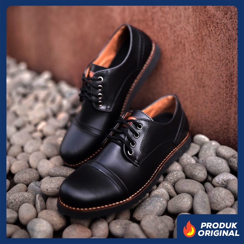 PEDRO BLACK ORIGINAL x FOOTSTEP Sepatu Formal Hitam Tali Pria Pantofel Kerja Kantor Dinas Resmi Guru Kantoran Pesta Undangan Wedding Kondangan Nikah Kuliah Modern Casual Derby Oxford Semi Kulit Premium Footwear Big Size Jumbo Ukuran Besar 44 Keren Terbaru