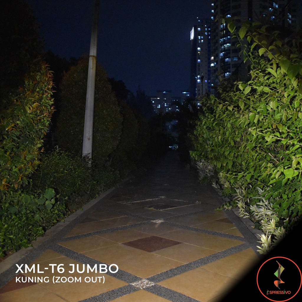 Senter LED Cree Jumbo XML-T6 zoom baterai 18650 26650 Sinar Kuning