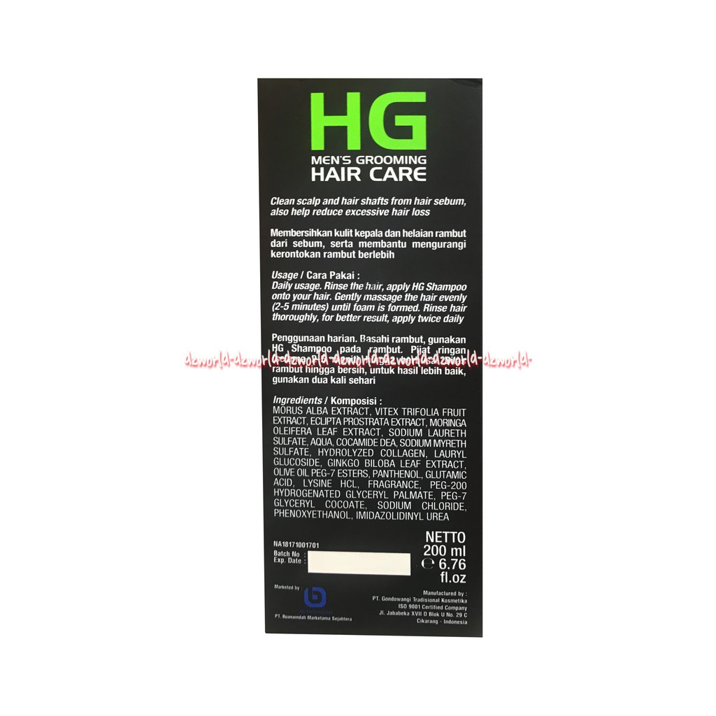 HG Hair Growth Shampoo For Men 200ml Sampo Untuk Membantu Mengatasi Rambut Rontok