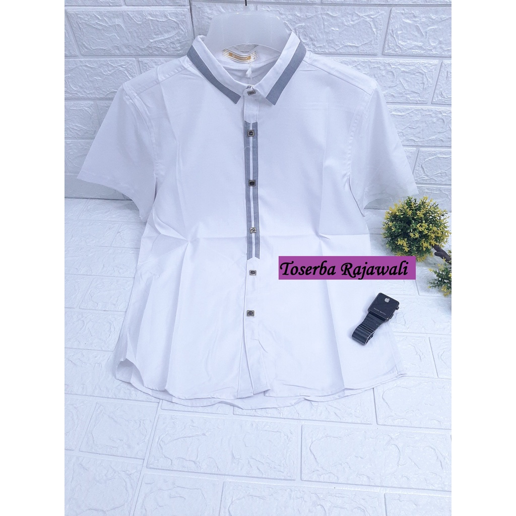 (Nxnitrox F6182) Kemeja Pria Lengan Pendek Import Kerah Kombinasi