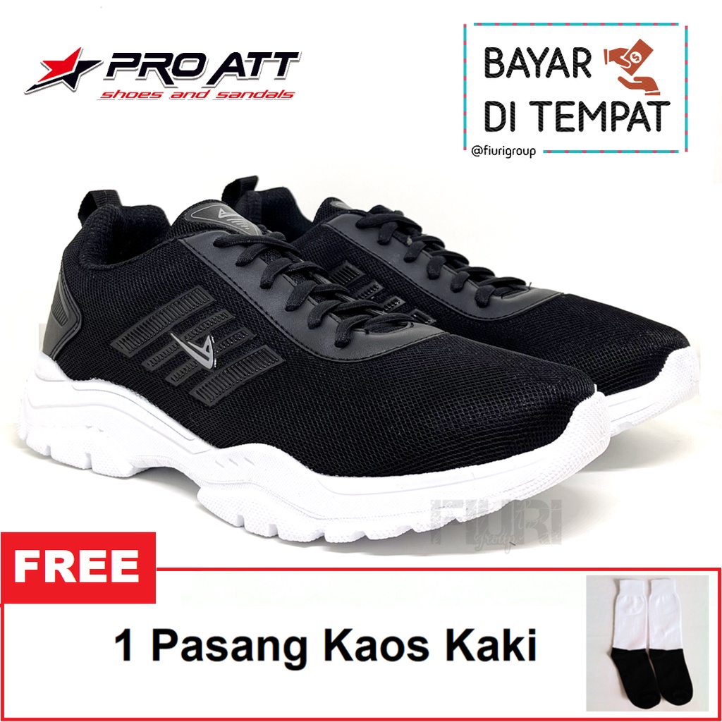 FIURI - Pro ATT Original - MCL 670 HITAM PUTIH 39-43- Sepatu Kets Pria - Sepatu Sneakers Pria - Sepatu Olahraga Sport Pria - Sepatu Casual Kanvas - Sepatu Jogging Lari Fitness Gym Senam Pria - Sepatu Sekolah Bertali SMP SMA