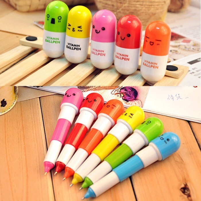 PULPEN KAPSUL / PULPEN EMOTICON VITAMIN / PEN UNIK / BULPEN PENA MOTIF KAPSUL