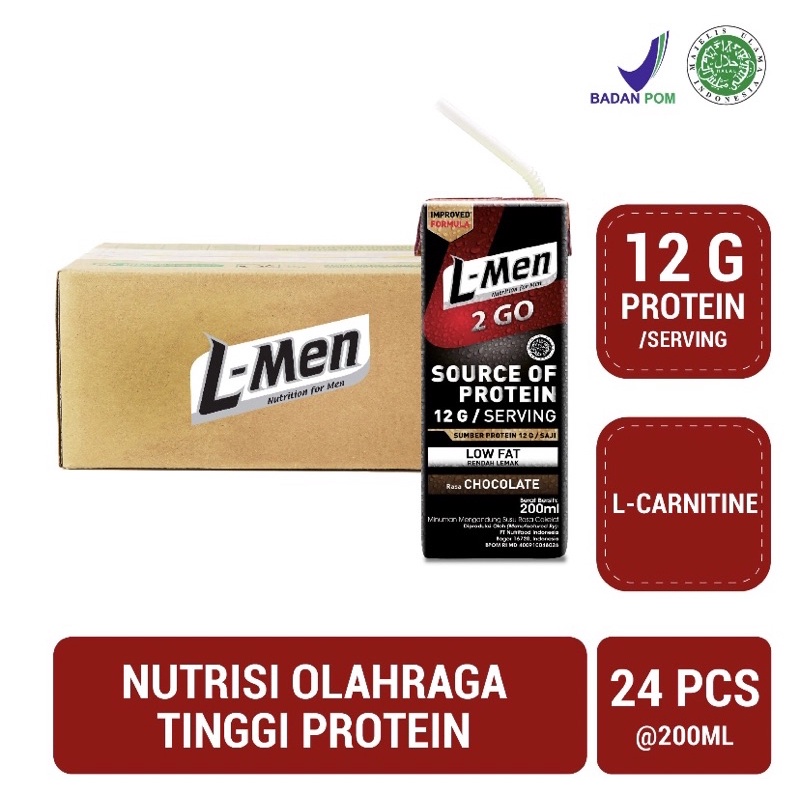 

L-Men Hi Protein 2 Go Chocolate 200ml (24 tetrapack) - Suplemen Tinggi Protein Siap Minum