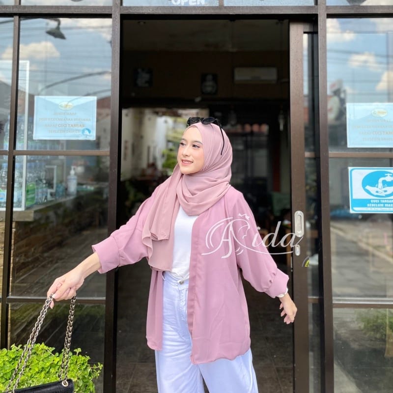 Baju atasan wanita FANNY OUTER CARDIGAN outwear baju muslim atasan wanita terbaru outer cardigan others-PINK