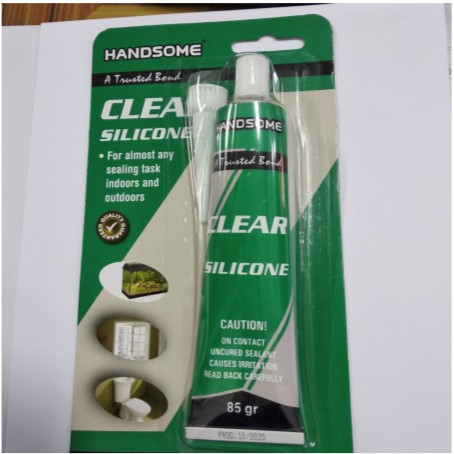 LEM SILIKON SILICONE SEALANT KACA PLASTIK TUBE CLEAR 85 GR-HANDSOME