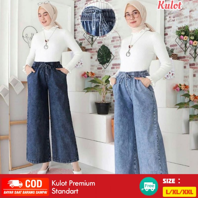 CELANA KULOT JEANS / CELANA HIGHWAIST / celana panjang wanita / celana wanita