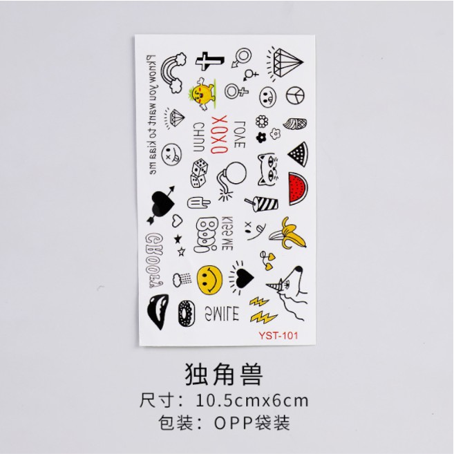 Sticker Mini Cartoon Kartun Tatto Sticker cute watter proof temporary warna [E1-2]-T 8