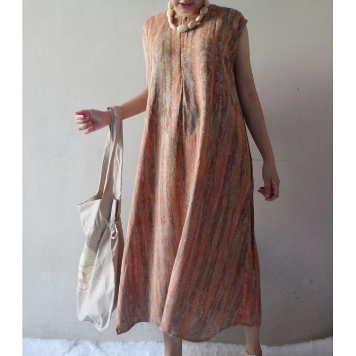 Long Dress Korea Casual Motif Batik