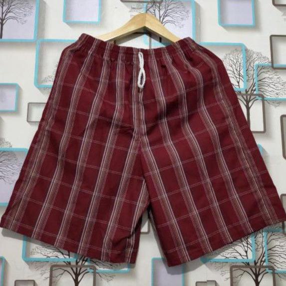 Celana pendek Jumbo Pria/Wanita Motif Kotak Bahan Katun Dolbi H54Q