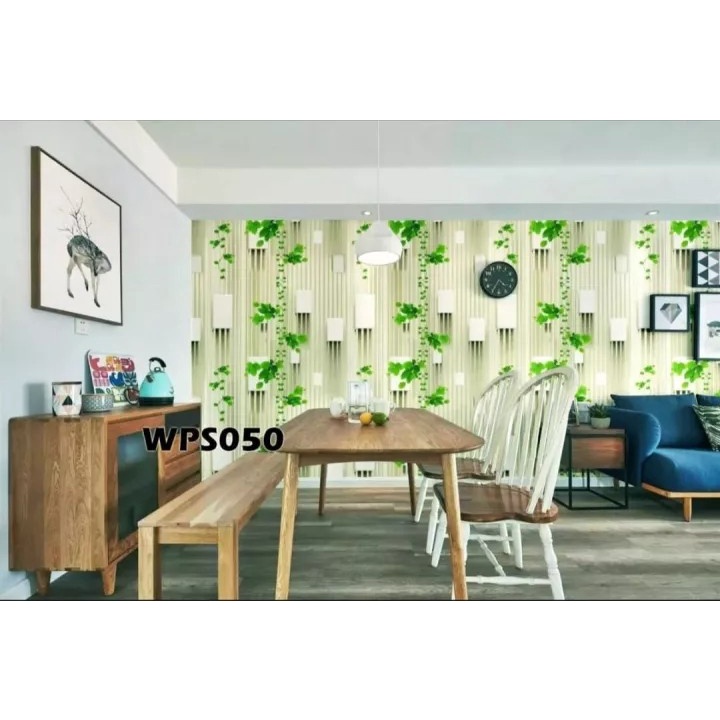 WALLPAPER STIKER DINDING DAUN PAGAR RAMBAT HIJAU 45CM X 10M