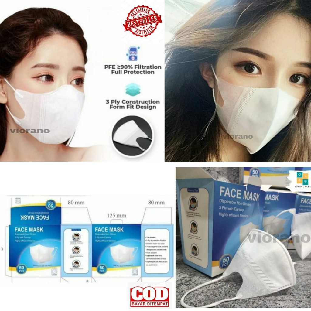 Masker Mulut Dewasa Duckbill Putih / Masker Anti Debu Dan Virus 3ply / Masker Unisex Pelindung Virus