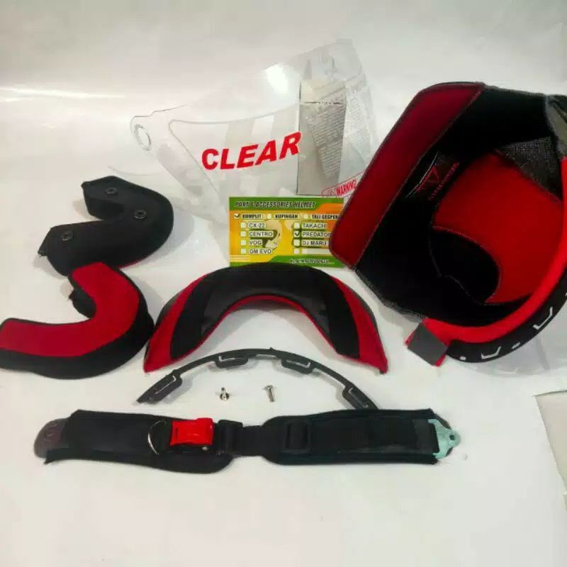 Busa helm nhk predator fullset + tali + kaca helm nhk predator husus yang kancing besi. nhk predator