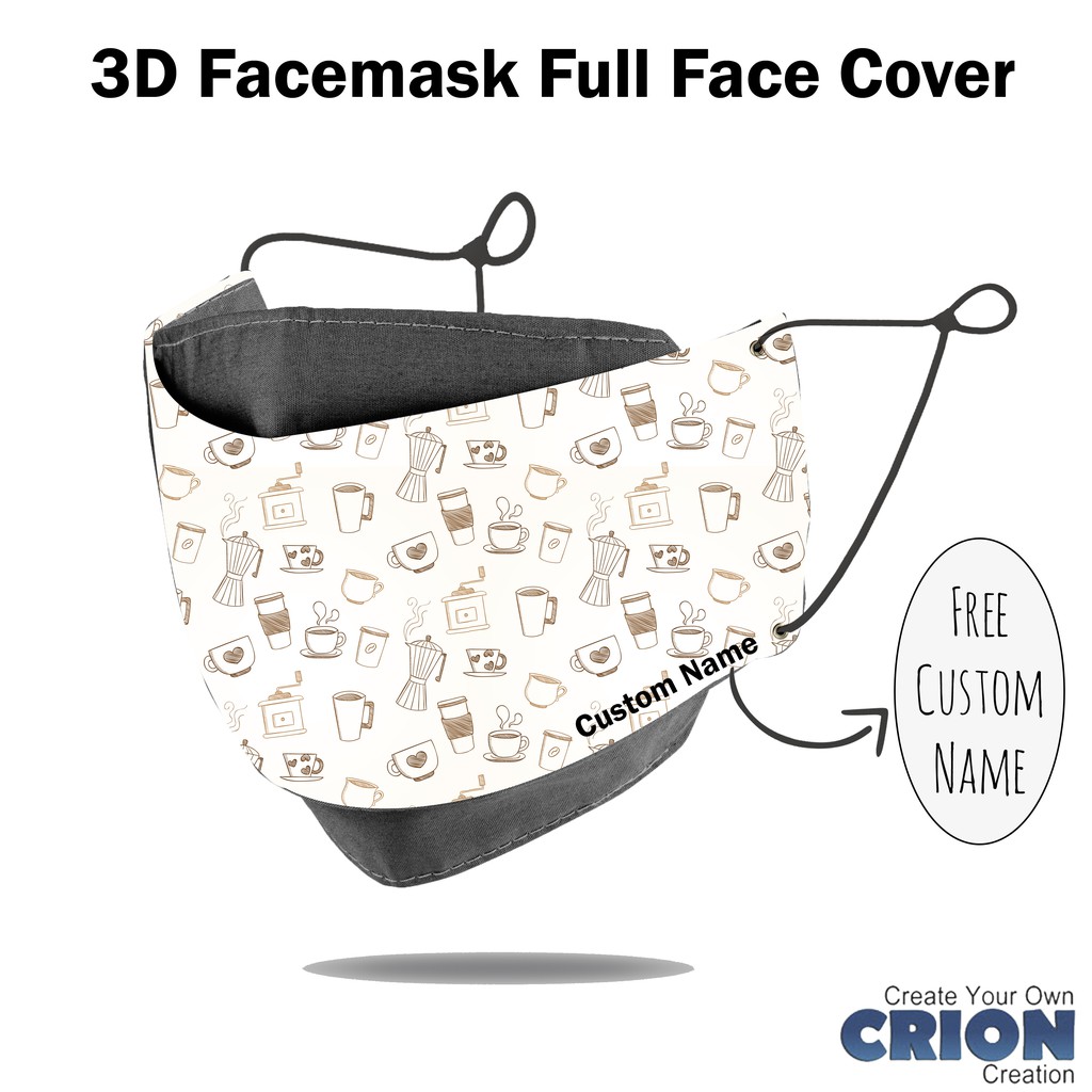 Crion - Masker 3d Full Face Cover Coffee Series 1 - antibacterial