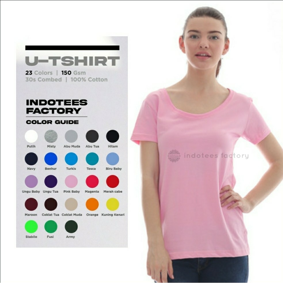 U Neck Tshirt Kaos Wanita Polos Cotton Combed Murah Grosir Polos Cewek