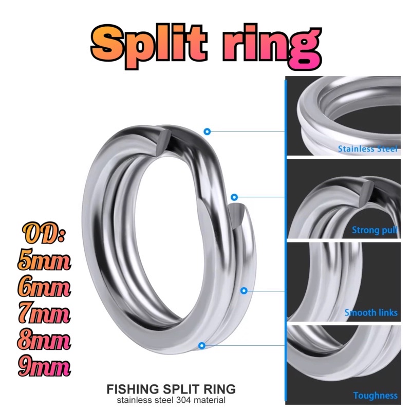 Split Ring Stainless Steel 304 Assist Hook Metal Jig Lure Minnow , isi 100pcs
