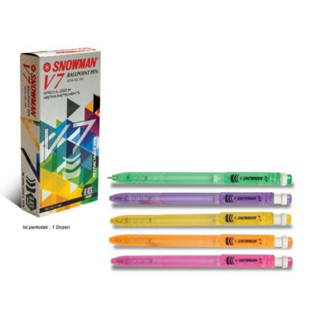 

(12 PCS) Pulpen Snowman V7 0.7mm (1 Lusin)