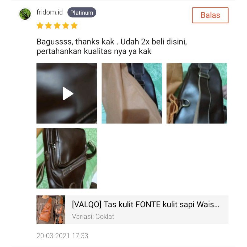 [VALQO] Tas FONTE Kulit Sapi Waist bag Tas dada Slingbag Tas Selempang Pria Wanita bisa COD