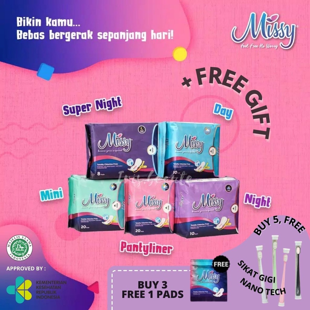 MISSY Pembalut &amp; Pantyliner Anti Jamur Anti Bakteri / Softex Super Thin Day &amp; Night