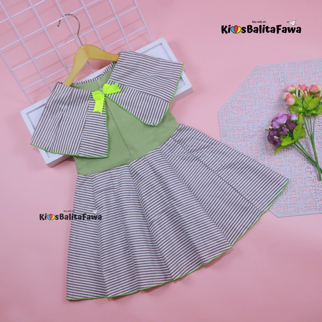 Dress Yolla size 3-4 Tahun / Dres Cape Anak Perempuan Murah Katun Adem Gaun Pesta Baju Kensi Cewek