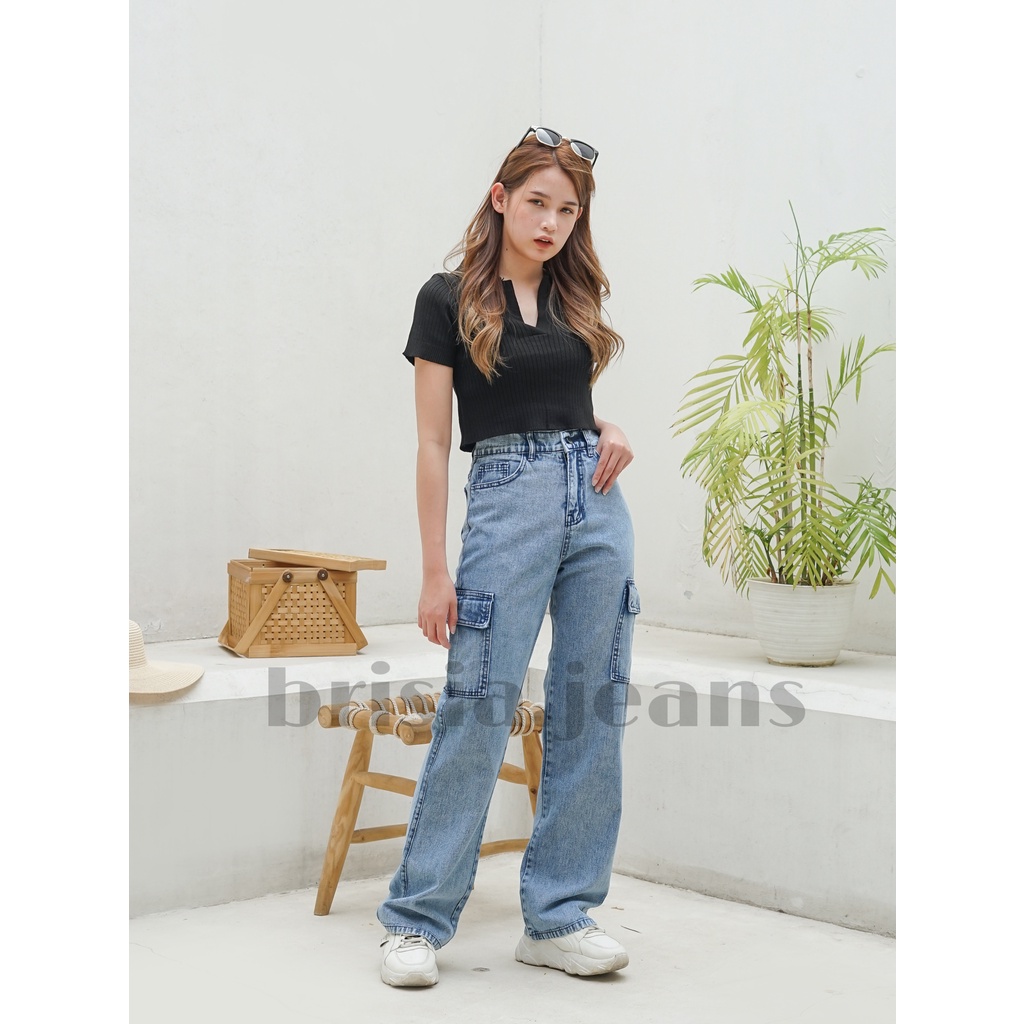 [SIZE 27-33] HYE-JIN Cargo Boyfriend Jeans (Highwaist) - 3 WARNA