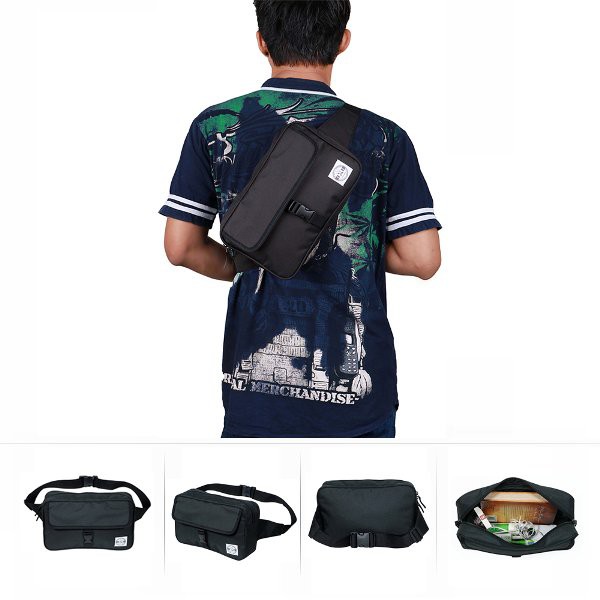The X Woof Tas Pinggang Selempang Water Resistant. Thip Mi 2.0 Black