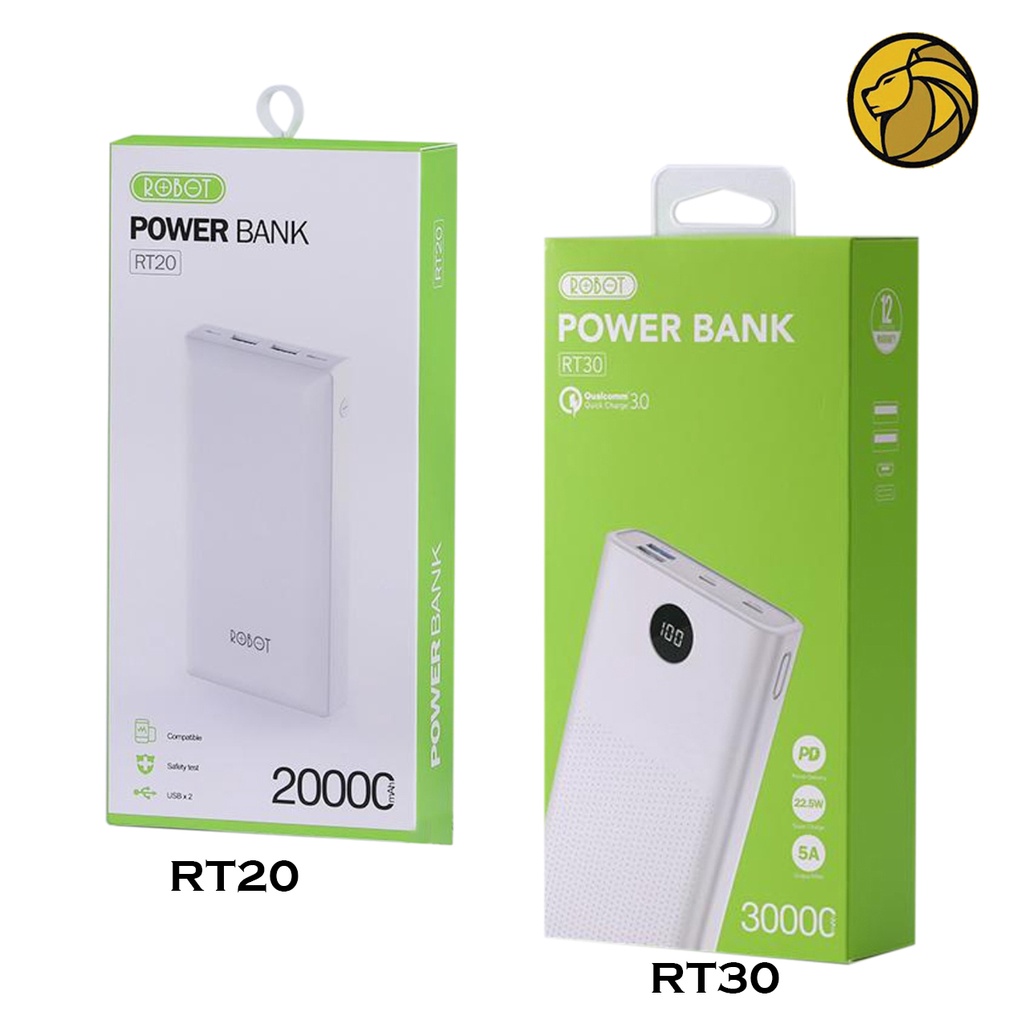 Power Bank Robot RT32 30000 Mah - RT30 Quick Charge 22.5W LED Display Support Pengisian Daya Cepat