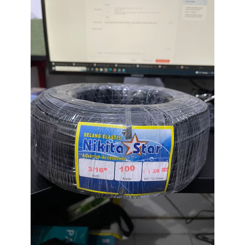 SELANG AERATOR NIKITA STAR HITAM 100 METER / 1ROLL UKURAN 3/16 INCH UNTUK POMPA UDARA