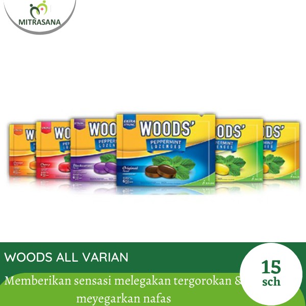 Woods Lozenges Sachet isi 6 Butir/Sachet 1 Box Isi 15 Sachet