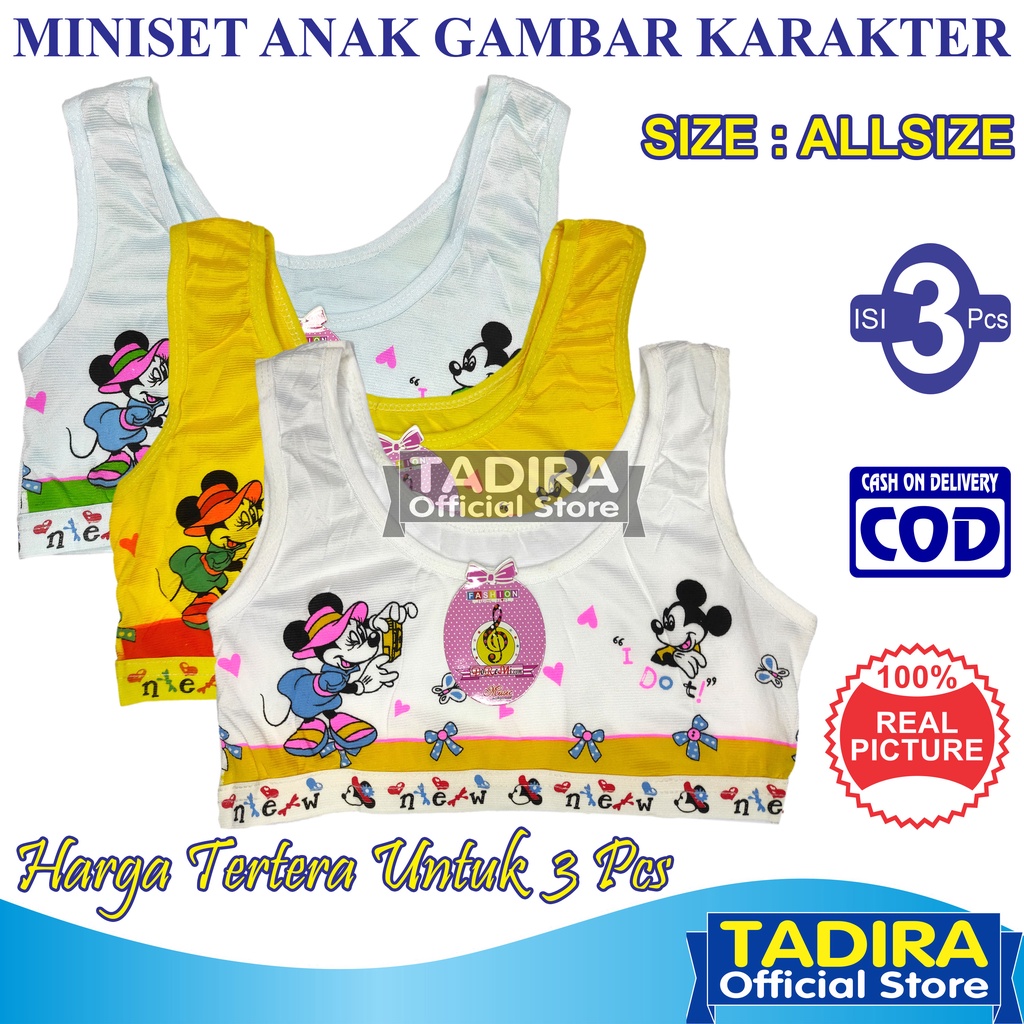 TADIRA 3 Pcs MINISET Anak SD SMP Remaja ABG Gadis Mini Set Motif Gambar