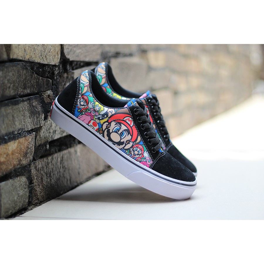 Sepatu Pria Casual Sneakers Tali Sepatu Old School 3D Motif Print High Quality Keren Murah