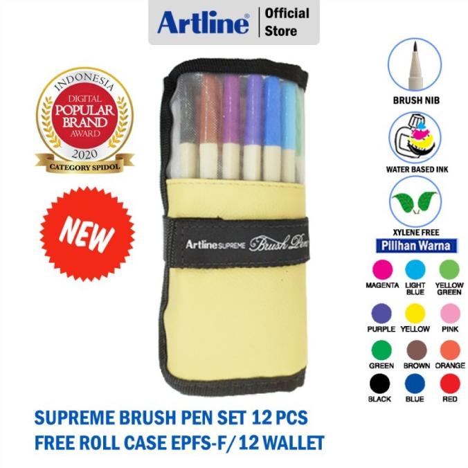 

[[COD]] PULPEN ARTLINE SUPREME BRUSH PEN ROLL CASE 12 COLOURS EPFS-F/BP12RP1 BERGARANSI Kode 1315