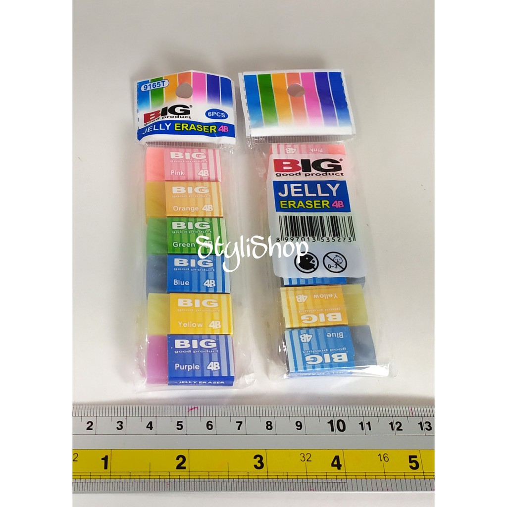 

Jelly Eraser 4B BIG 9165T 1 Set Isi 6 Warna Campur- Penghapus Pensil, Setip / Eraser Jelly