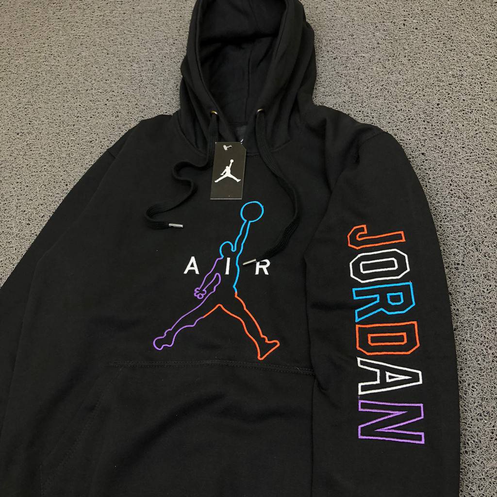 Sweater Hoodie Jordan Air Hitam Fullbordir&amp;Fulltag Original Premium