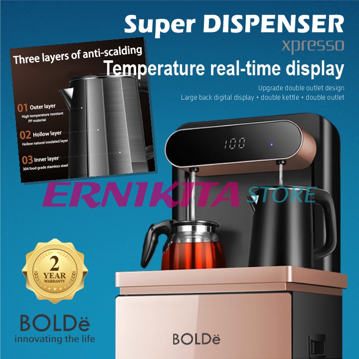 BOLDe DISPENSER XPRESSO GALON BAWAH BONUS 2 KETTLE - Remote Garansi Resmi 2 Tahun