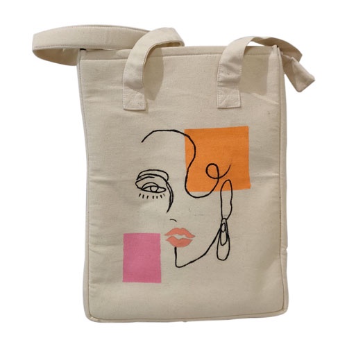Tas Kanvas Tote Bag Lukis Akrilik Gambar Wanita untuk Wanita - HB1