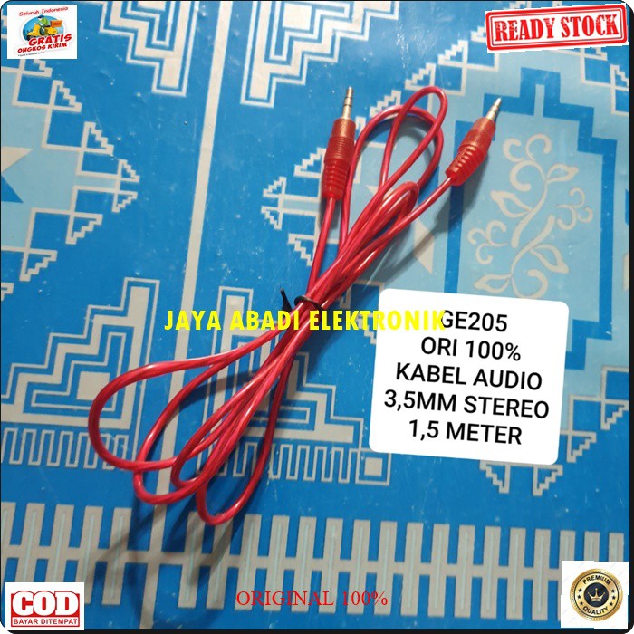 G205 ORIGINAL kabel aux audio hp handphone dual 3.5mm sound system stereo jek jack sambungan elektronik speaker spk musik mp3 suara laptop DLL multifungsi universal original G205  1,5 meter / 150 cm  KABEL 3.5MM KE 3.5MM  Bisa segala JENIS HP  Penyambunga
