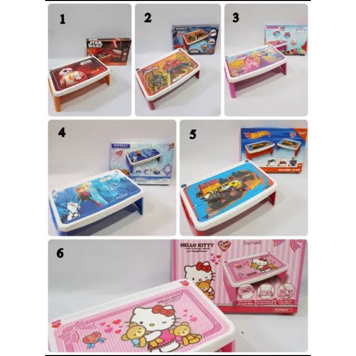 Meja Belajar Anak + Laci Meja Lipat Meja Lesehan Karakter Hello Kitty Napolly Meja Frozen Hot Wheel