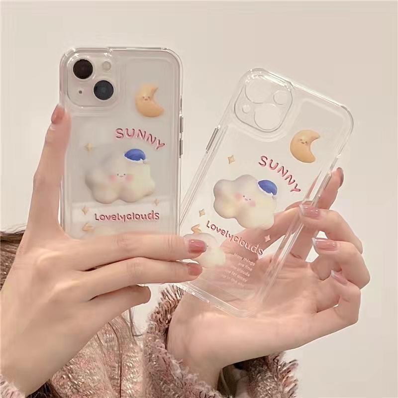 Case Bahan Akrilik Transparan Motif Awan 13 Pro 13prm Untuk iPhone 11 7Plus 8Plus Xr XS 13 12 Pro Max