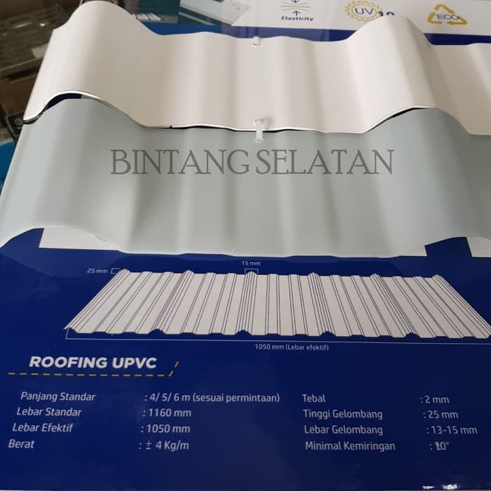 ATAP GELOMBANG UPVC TECHTUM/ ROOFING UPVC PUTIH GELOMBANG 6