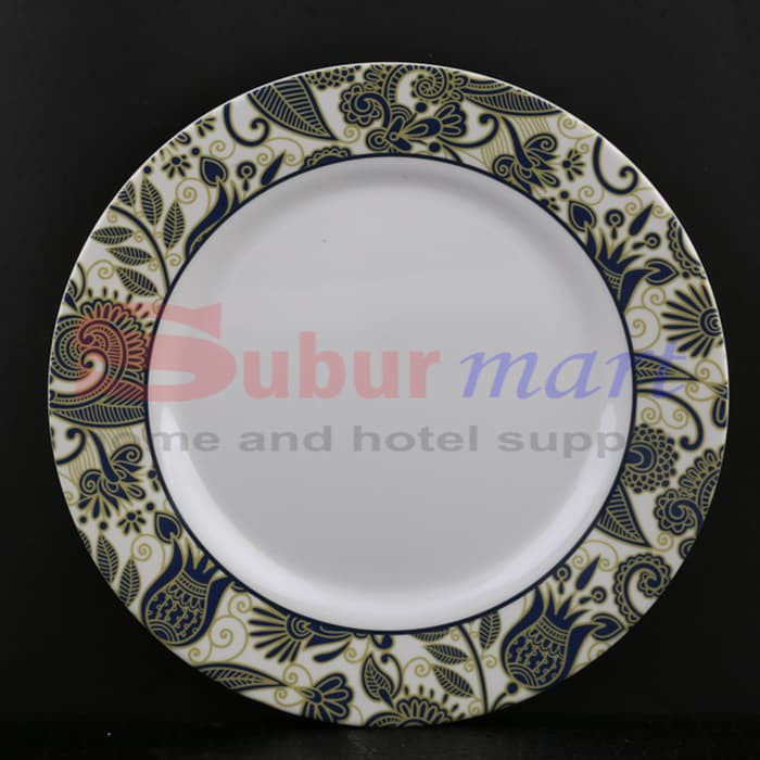 Piring melamin ceper motif batik 10" Seiv Onyx