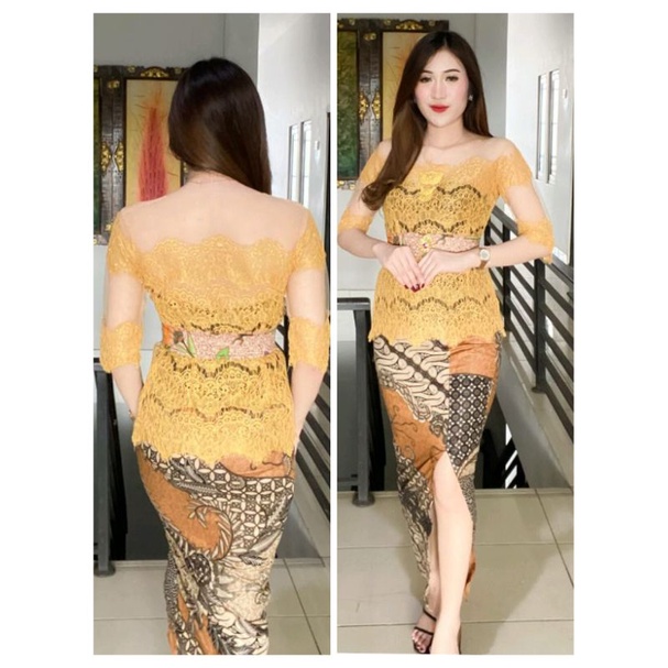 Setelan Kebaya Bali Modern Modifikasi Brokat rangrang | Seragam Nikah