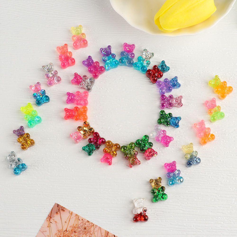 Lily 1PCs Lucu Glitter Beruang Patch Temuan Kalung Dekorasi Liontin Perhiasan Warna Resin Charms  ​